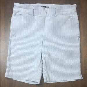 Hilary Radley Women's Light Blue Striped Bermudas